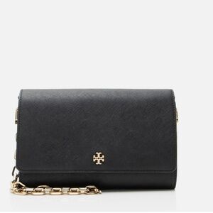 Tory Burch Leather Robinson Wallet on Chain Bag, Black